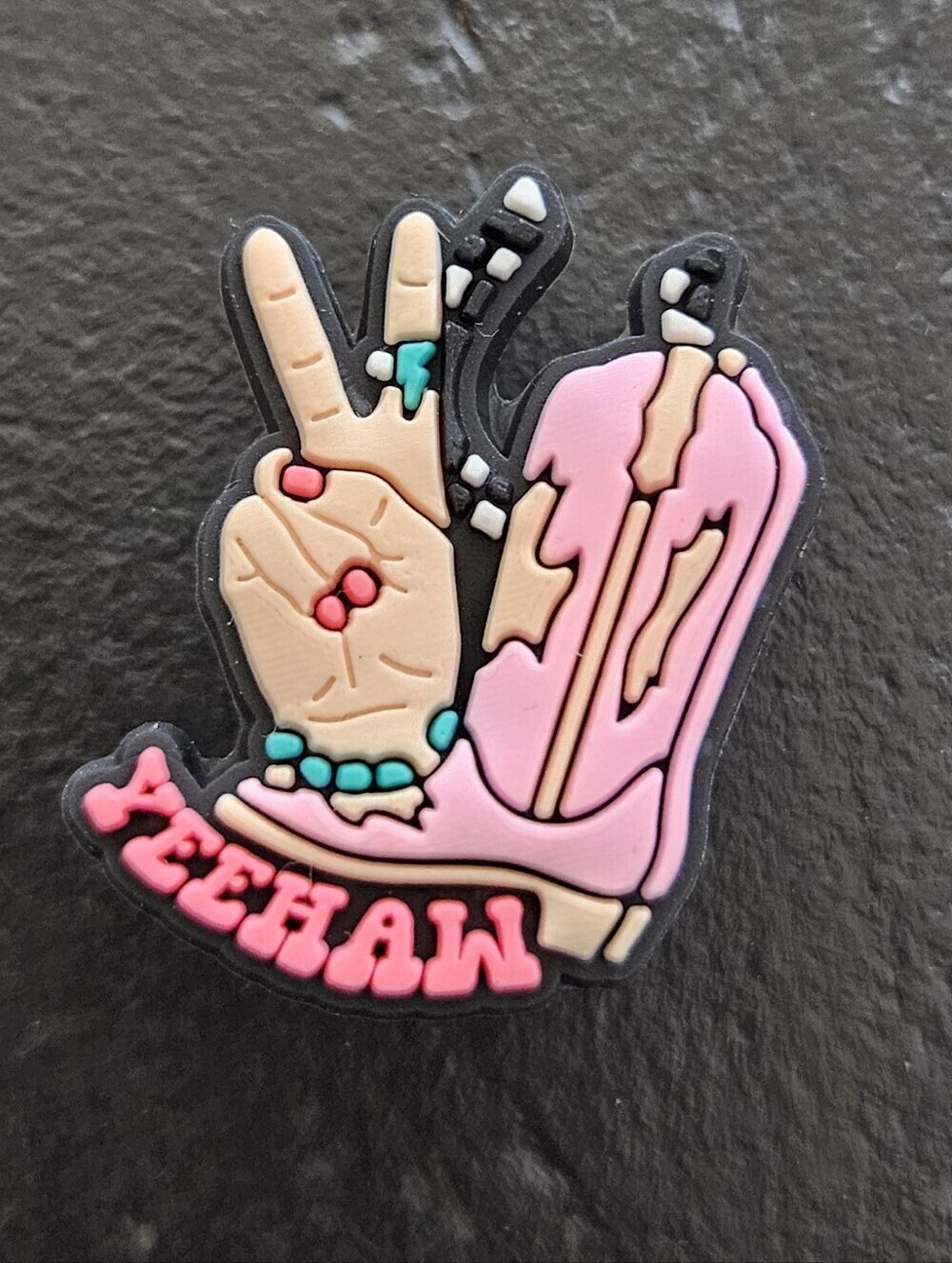 Pink Cowboy Cowgirl Boot Peace Hand Checkered Horseshoe Shoe Bag Charm NEW